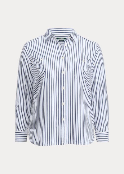 Camisa Ralph Lauren Mujer Blancos / Azules - Striped Cotton - DULIZ4250